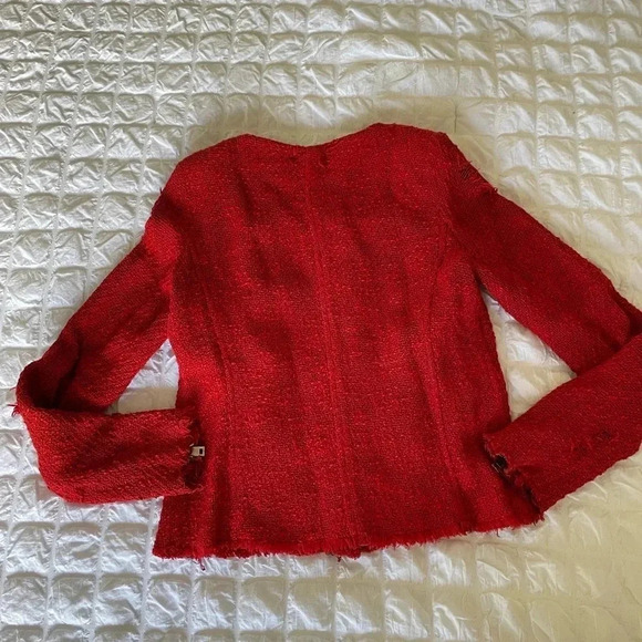 IRO AGNETTE red distressed tweed jacket - Picture 14 of 16